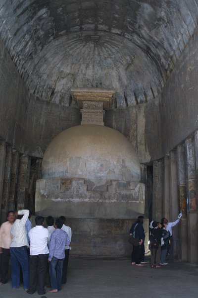 2032000_StupaInTempleAtAjantaCaves.jpg - Stupa inside a temple. The Ajanta Caves.