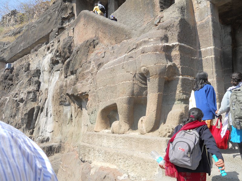 2038993_AjantaCaves.jpg - Kneeling elephant carving. The Ajanta Caves.