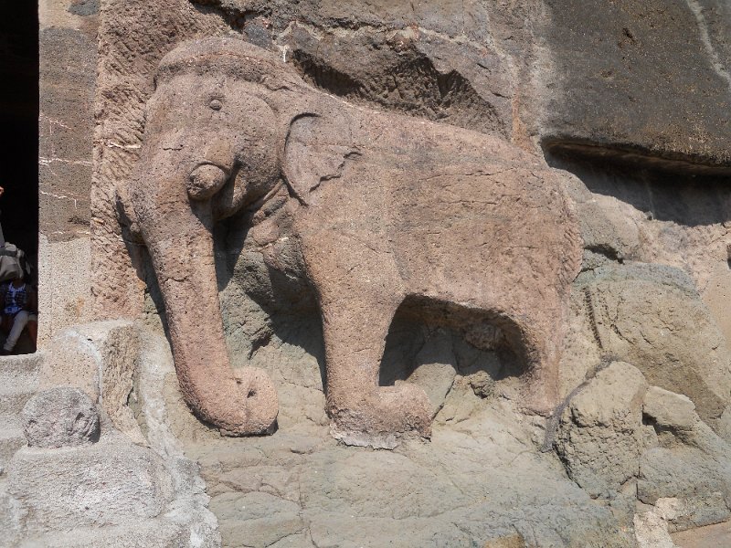 2038994_AjantaCaves.jpg - Kneeling elephant carving. The Ajanta Caves.