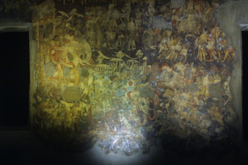 2040000_PaintingInsideAjantaCaves.jpg - Painting of Buddha's life. The Ajanta Caves.