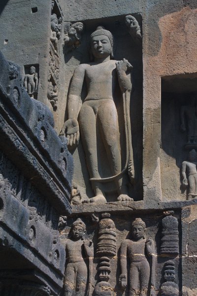 2044000_CarvingAtTempleDoorAjantaCaves.jpg - Carving outside temple. The Ajanta Caves.