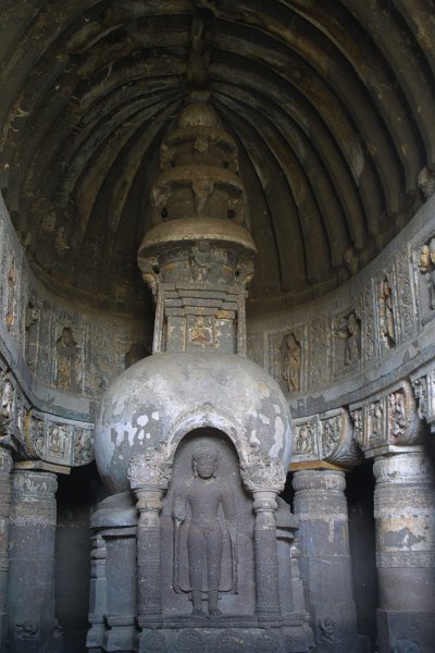 2045000_StupaInTempleAjantaCaves.jpg - Stupa inside buddhist temple. The Ajanta Caves.