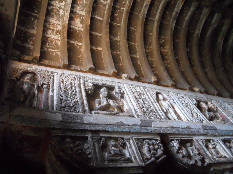 2045102_AjantaCaves.jpg - Carvings inside buddhist temple. The Ajanta Caves.