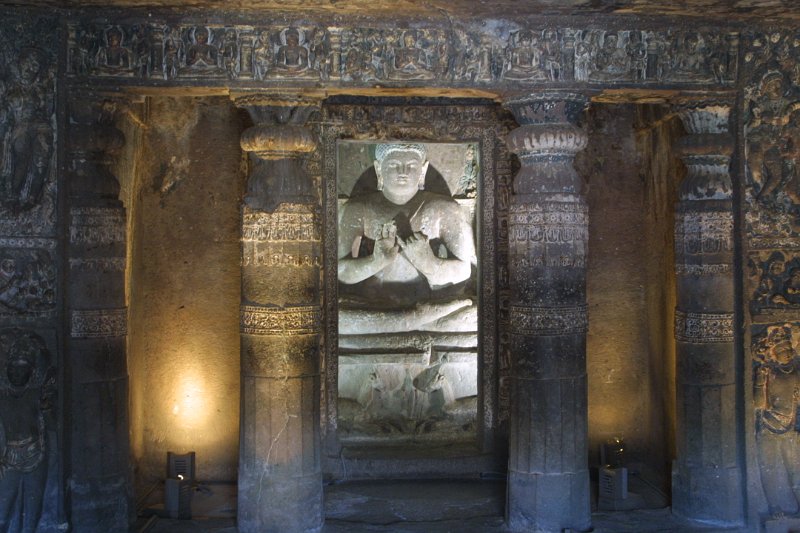 2056000_BuddahShrineAjantaCaves.jpg - Shrine. The Ajanta Caves.