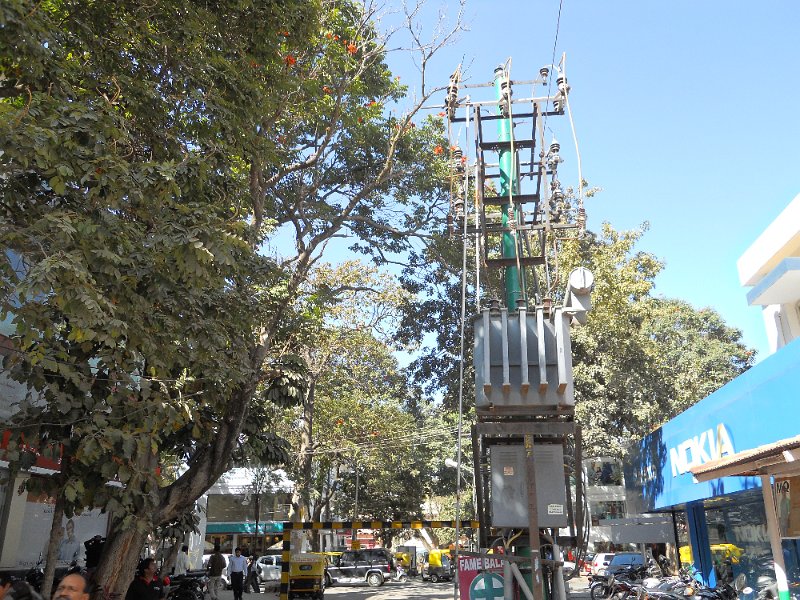 1009579_BlossomsAndWiresDefenseColony.jpg - Street sceen in Bagalore. Note the electrical wires.