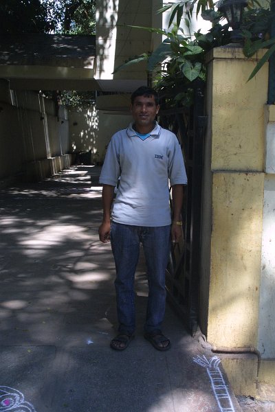 1042000_DefenseColony.jpg - The guard in front of the apartment building. Defence Colony, Bangalore.