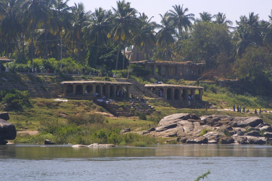1136000_Hampi.jpg - Temple ruins viewed from the ferry at Hampi.