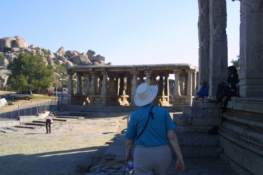 1183000_KathyAndRuins2Hampi.jpg - Kathy at Kadalekalu Ganesha temple.