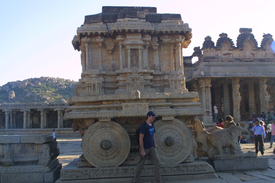 1211000_MartinAndStoneChariotHampi.jpg - Stone Chariot at Vitthala Temple Hampi.