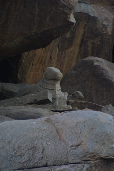 1249000_RiverBankNandiHampi.jpg - Nandi on river bank. Hampi.