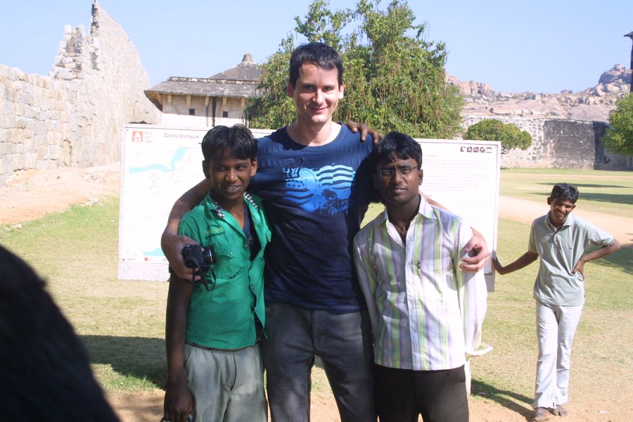 1266000_MartinAndRandomGuysHampi.jpg - Martin with some of the locals inside the Zenana enclosure. Hampi.