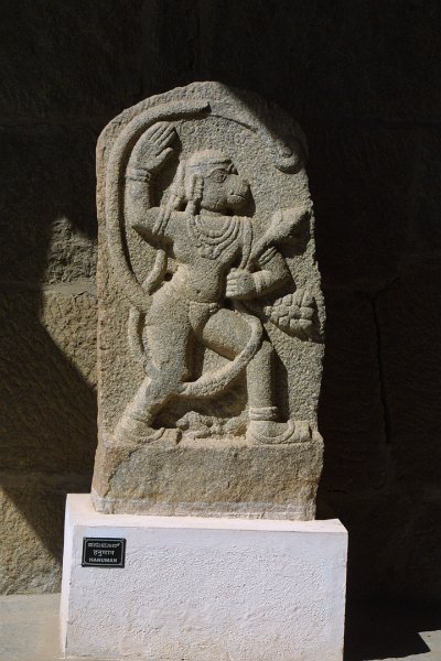 1291000_DetailZenanaEnclosureHampi.jpg - Carving of Hanuman at the Museum inside the Zenana Enclosure. Hampi.