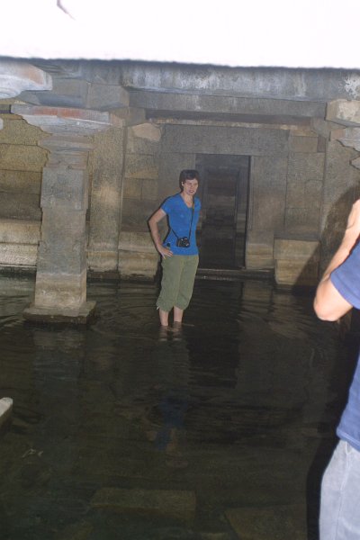1321000_JenUndergroundSivaTempleHampi.jpg - Jen inside the underground Siva Temple. Hampi.