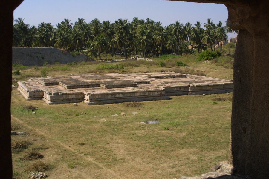 1377000_ViraHariharaPalaceBaseFromBandTowerHampi.jpg - View of the Vira Harihara Palace Base form the Band Tower. Hampi.