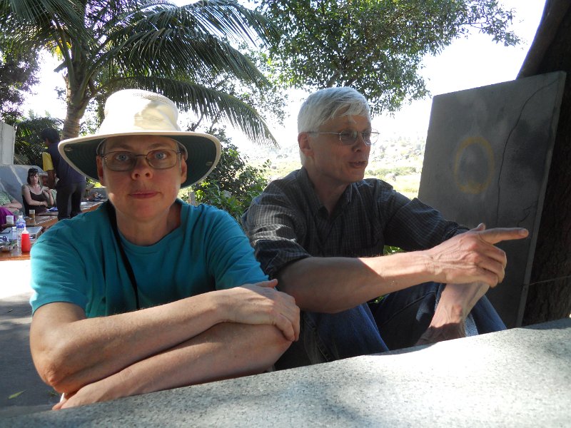 1429725_JimAndKathyAtTheMangoTreeHampi.jpg - Kathy and Jim at the Mango Tree restaurant.