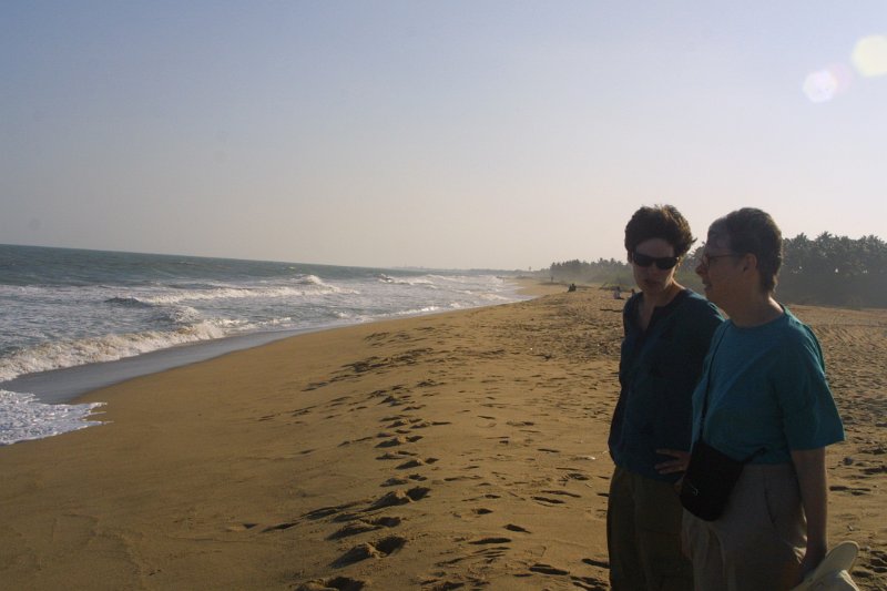 1888000_JenAndKathyAtTheBeach.jpg - Jen and Kathy at the beach on the Bay of Bengal near Pondicherry.