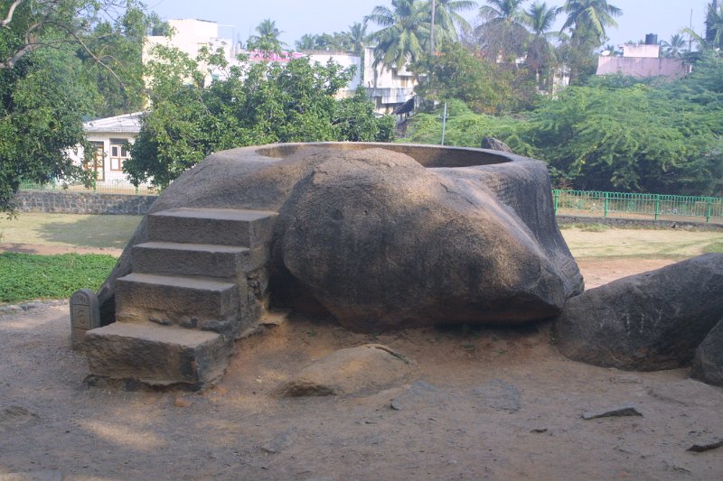 1955000_RockCutWell.jpg - Rock cut well at Trimurti Cave Temple. Mahabalipuram.