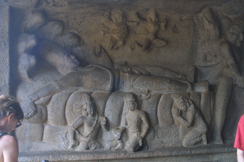 1990000_InsideRockCutTemple.jpg - Carving of reclining Vishnu. Mahabalipuram.