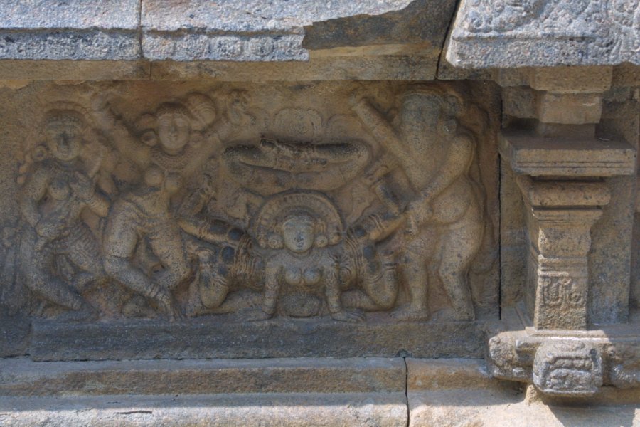 1776000_AiravateswararTemple.jpg - Carving of acrobats at the Airavateswarar Temple. The middle acrobat has four bodies and one head. Darasuram.