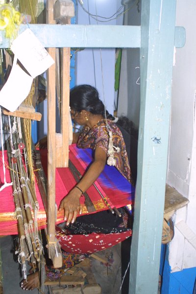 1795000_WeaverAtDarasuram.jpg - Woman working at weaving loom. Darasuram.