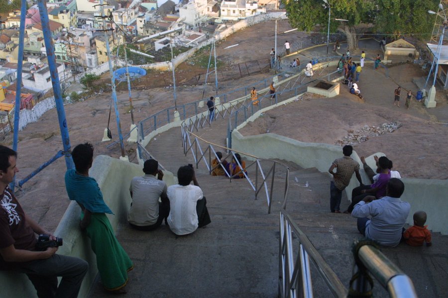 1830000_RockFortTemple.jpg - View down the stairs from the Rock Fort. Thiruchi.