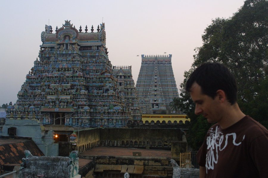 1848000_ViewFromRoofOfRanganathaswamyTemple.jpg - Martin on the roof of the Ranganathaswamy Temple. Thiruchi.